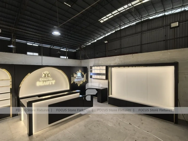 Black Perfume Boutique Layout With Arch Niches