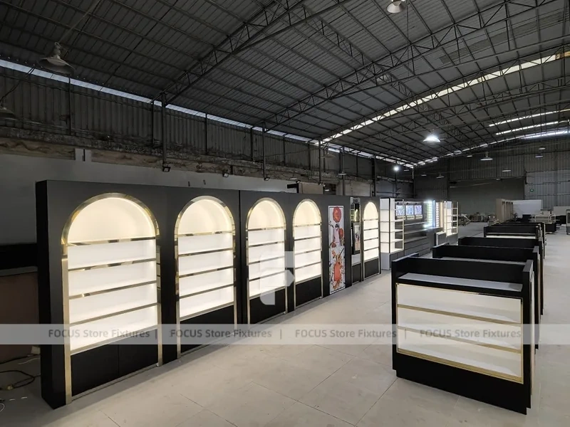 Black Perfume Boutique Layout With Arch Niches