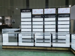 Black Perfume Display Wall With Glass Counter