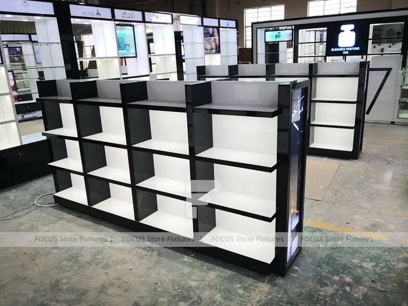Black Perfume Gondola Shelving Unit