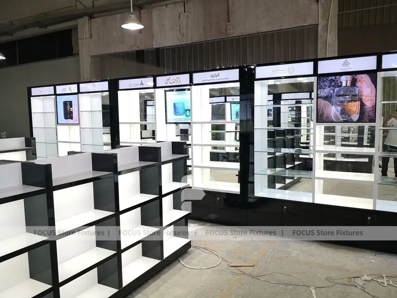 Black Perfume Gondola Shelving Unit