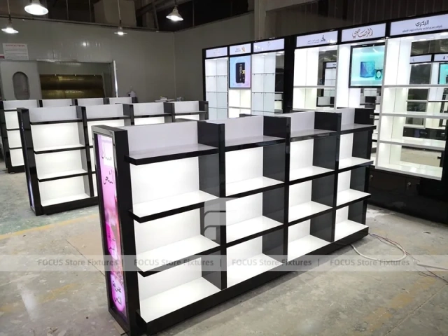 Black Perfume Gondola Shelving Unit