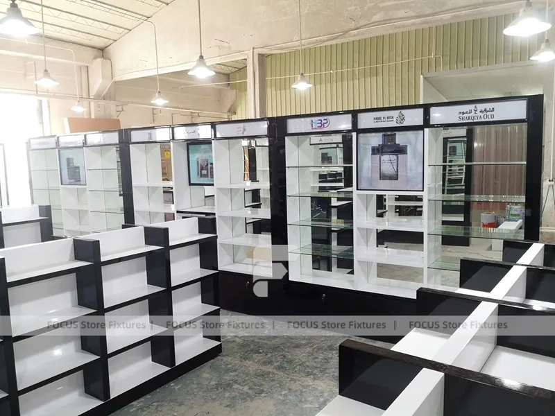 Black Perfume Gondola Shelving Unit