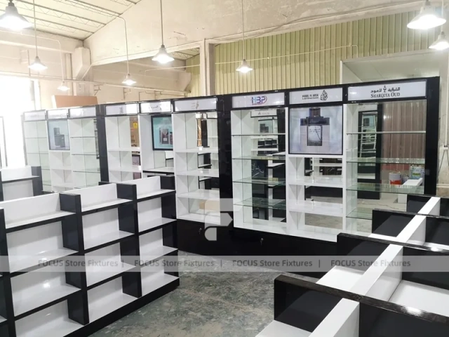 Black Perfume Gondola Shelving Unit