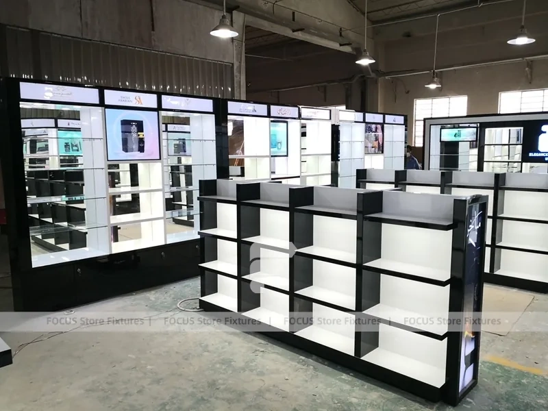 Black Perfume Gondola Shelving Unit