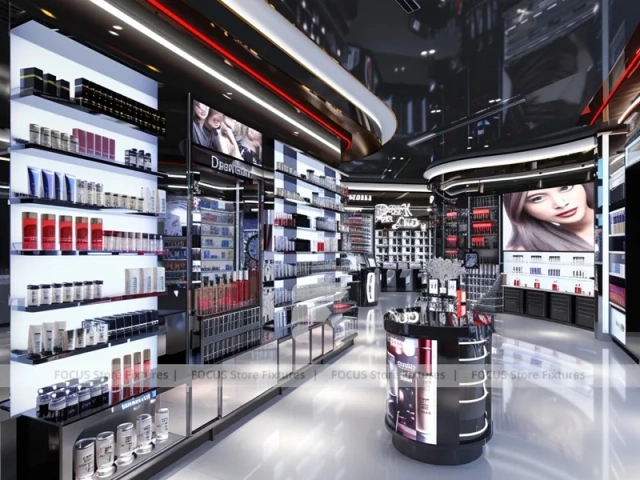 Black Red Perfume Boutique With Branded Wall Bays
