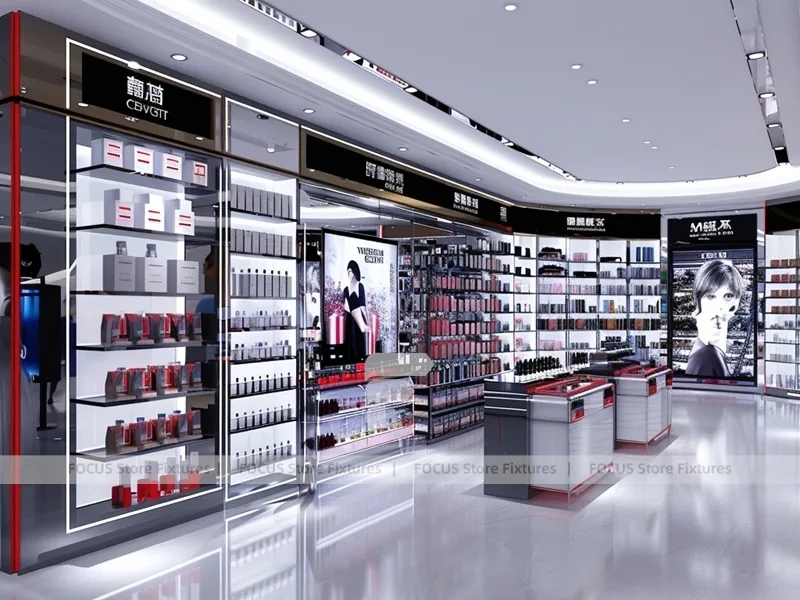 Black Red Perfume Boutique With Branded Wall Bays