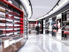 Black Red Perfume Corridor With Round Tester Table
