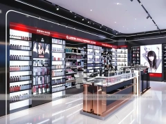 Black Red Perfume Corridor With Round Tester Table
