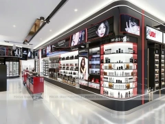 Black Red Perfume Corridor With Round Tester Table