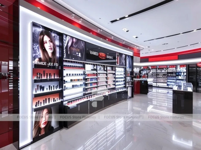 Black Red Perfume Feature Wall With Beauty Posters