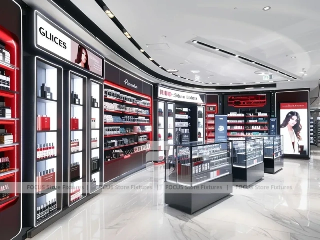 Black Red Perfume Feature Wall With Beauty Posters