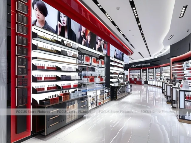 Black Red Perfume Feature Wall With Beauty Posters