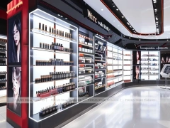 Black Red Perfume Wall Display With Hero Posters