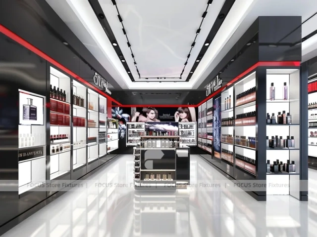Black Red Perfume Wall Display With Hero Posters