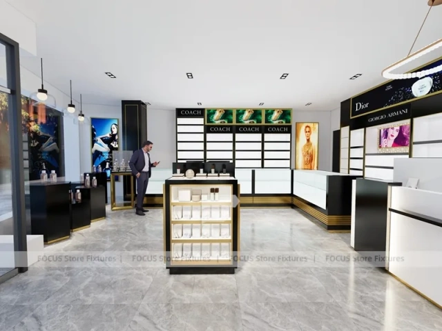 Black White Perfume Retail Layout With Menu Lightboxes