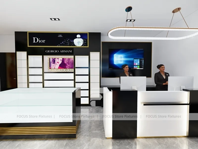 Black White Perfume Retail Layout With Menu Lightboxes