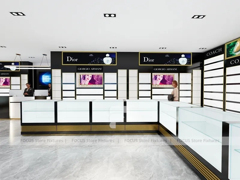 Black White Perfume Retail Layout With Menu Lightboxes