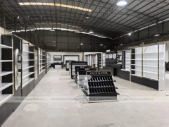 Black White Perfume Wall System With Tiered Center Shelves