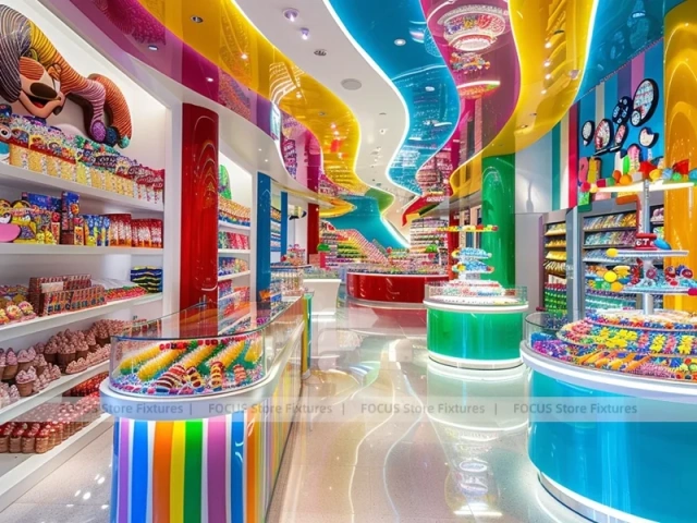 Blue Candy Flagship Candy Boutique Interior for Custom Sweets Retail