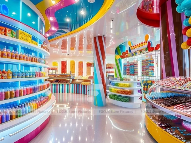 Blue Candy Flagship Candy Boutique Interior for Custom Sweets Retail