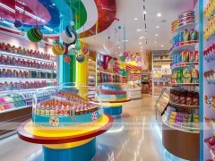 Blue Candy Flagship Candy Boutique Interior with Branded Candy Merchandising