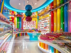 Blue Candy Flagship Candy Boutique Interior with Sculpted Candy Columns