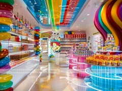 Blue Candy Flagship Candy Boutique Interior with Sculpted Candy Columns