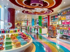 Blue Candy Flagship with Sculpted Candy Columns Candy Boutique Interior