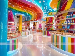Blue Candy Flagship with Sculpted Candy Columns Candy Boutique Interior