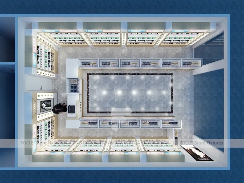 Blue Framed Perfume Boutique Ceiling Layout