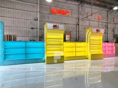 Blue Pastel Pop Candy Shelf Fixture with Rounded Corner Shelves
