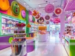 Blue Rainbow Avenue Candy Shop Interior for Custom Sweets Retail