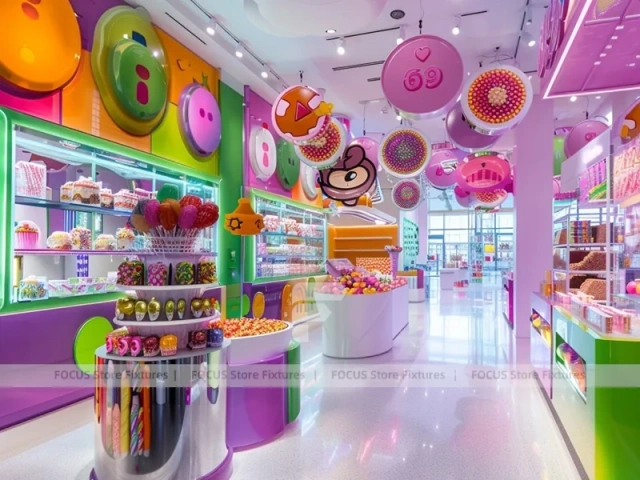 Blue Rainbow Avenue Candy Shop Interior for Custom Sweets Retail