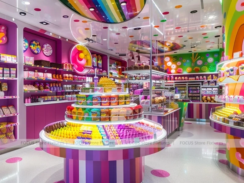 Blue Rainbow Avenue Candy Shop Interior for Custom Sweets Retail