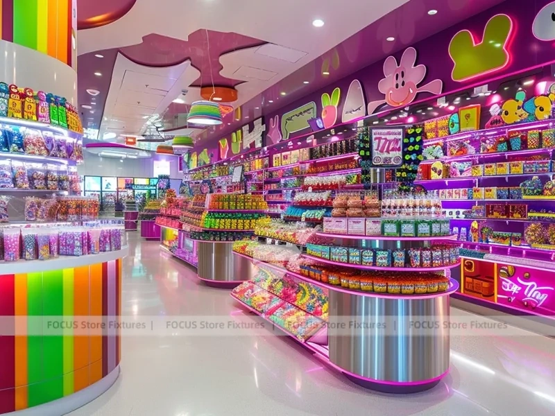 Blue Rainbow Avenue Candy Shop Interior for Custom Sweets Retail