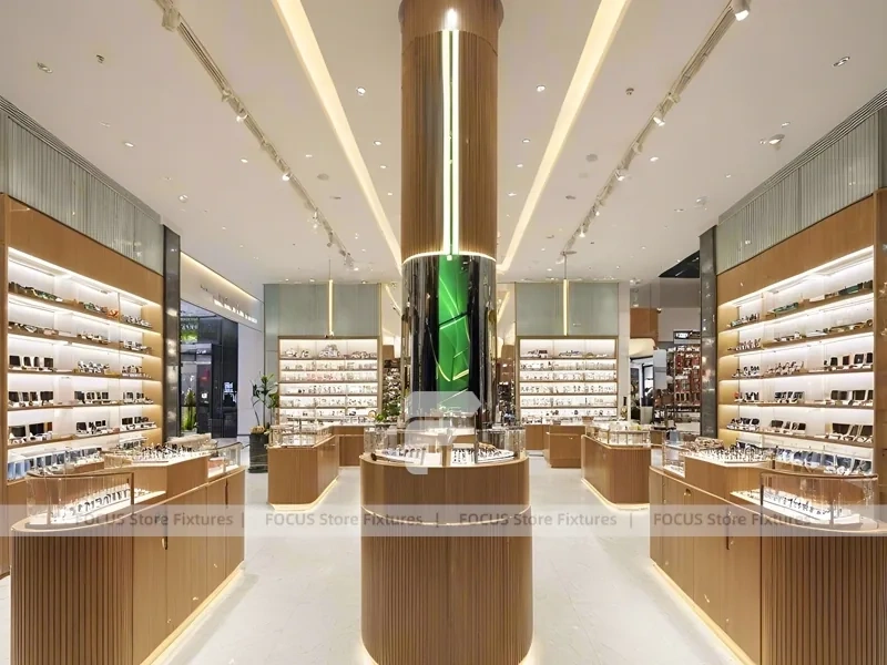 Blush Accent Optical Boutique Layout with Boutique Browsing Aisle
