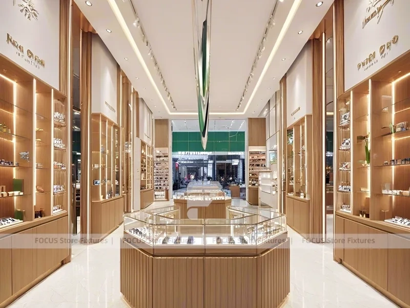 Blush Accent Optical Boutique Layout with Boutique Browsing Aisle