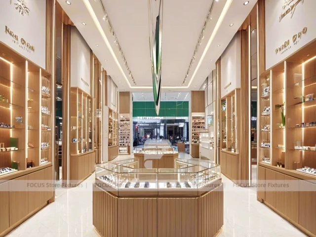 Blush Accent Optical Boutique Layout with Boutique Browsing Aisle