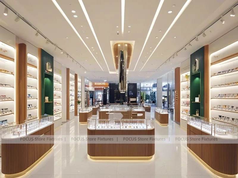 Blush Accent Optical Boutique Layout with Boutique Browsing Aisle