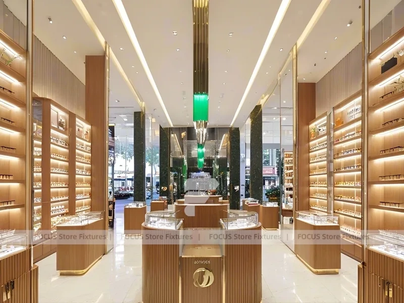 Blush Accent Optical Boutique Layout with Boutique Browsing Aisle