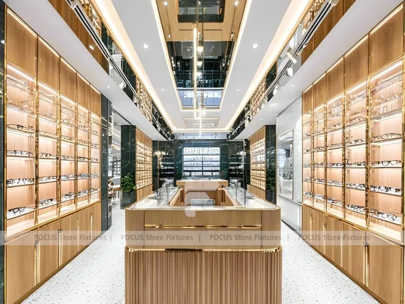Blush Accent Optical Boutique Layout with Center Island Showcase