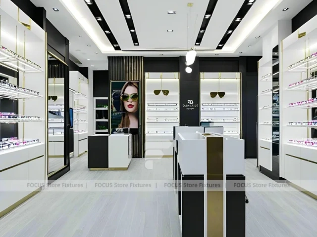 Blush Accent Optical Boutique Layout with Center Island Showcase