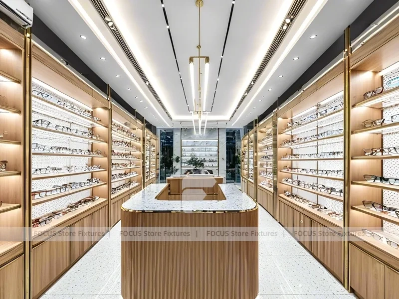 Blush Accent Optical Boutique Layout with Center Island Showcase