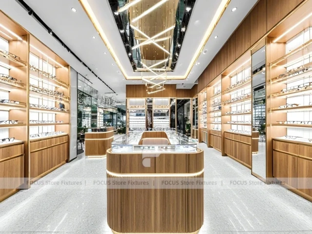 Blush Accent Optical Boutique Layout with Center Island Showcase