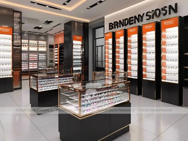 Blush Accent Optical Boutique System with Compact Showcase Grid