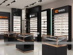 Blush Accent Optical Boutique System with Compact Showcase Grid