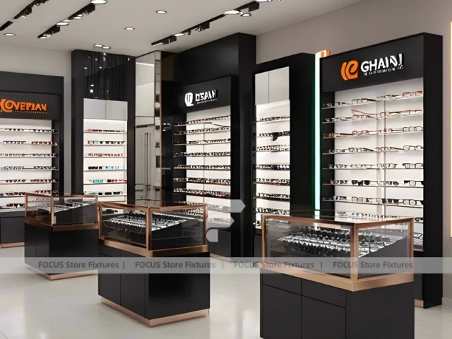 Blush Accent Optical Boutique System with Compact Showcase Grid