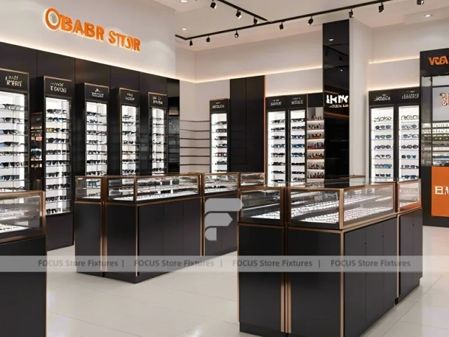 Blush Accent Optical Boutique System with Compact Showcase Grid