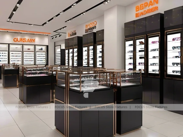 Blush Accent Optical Boutique System with Compact Showcase Grid